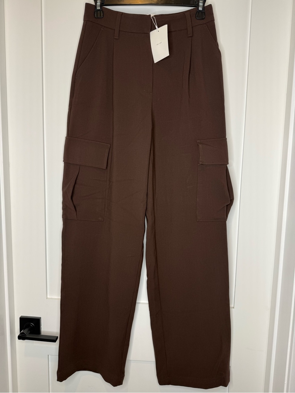 Oak + Fort Coffee Bean Wide Leg Cargo Trousers Size 2 NWT